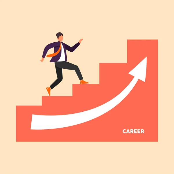 Businessman Walking Stairs Career Path Goal Achievement Colored Flat Graphic — Stock Fotó