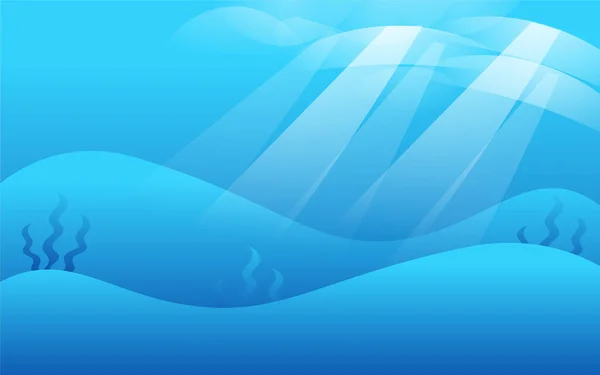 Güneş ışığının arka planda bıraktığı ışık efektiyle su altında soyut deniz. Dünya Okyanusu Günü. 