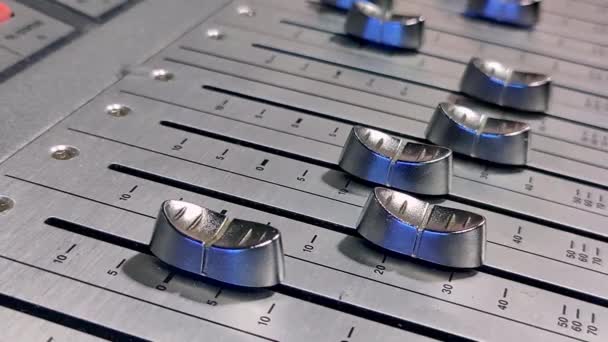 Pulling Faders Digital Mixing Console — Stock Video