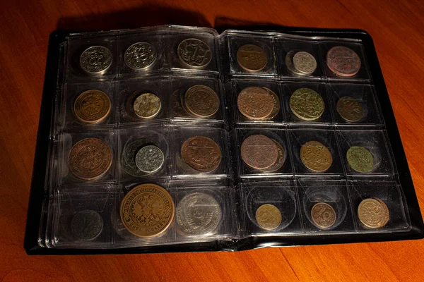 Álbum Monedas Coleccionables Numismática — Foto de Stock