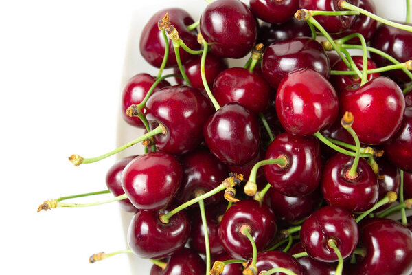 sweet cherry on a white background close-up