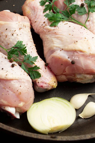 Marinated Chicken Legs Herbs Spices — Stock Photo, Image