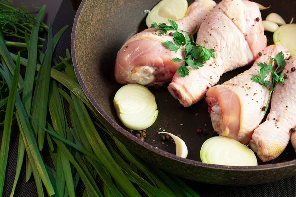 Marinated Chicken Legs Herbs Spices — Stock Photo, Image