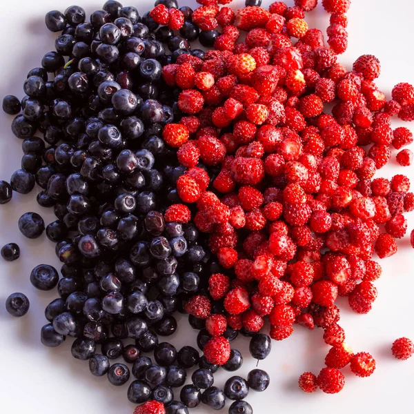 Wild Strawberries Blueberries Fresh Wild Berries — Stock Photo, Image