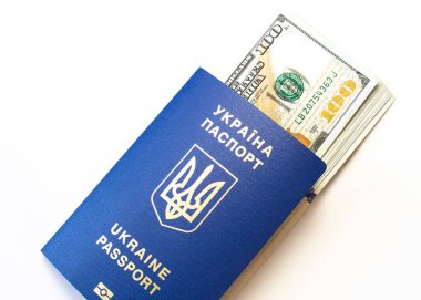 Ukrayna pasaportu ve Amerikan doları. Ukrayna 'dan göç