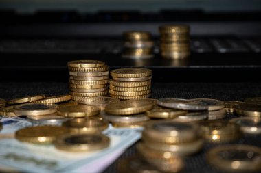 Avro paraları ve bilgisayar klavyesi