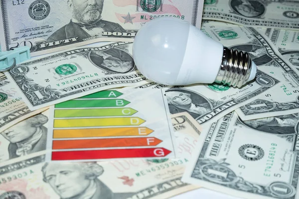 Lamp Led Light Bulb Money Energy Saving Concept Stock Photo