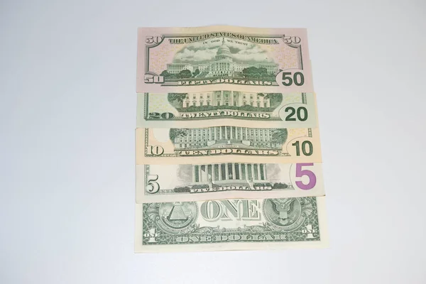 Banknoty Różnych Nominałach Dolary Gotówkowe — Zdjęcie stockowe