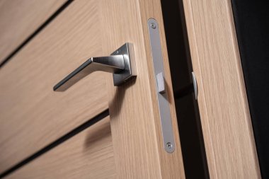 modern ve güvenli metal kapı kolu ve mandal detayı