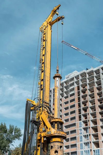 Pilot Driver Machine Concreting Construction — Stock fotografie