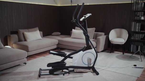 Professional Elliptical Machine Physical Exercise Fitness Indoor — Vídeos de Stock