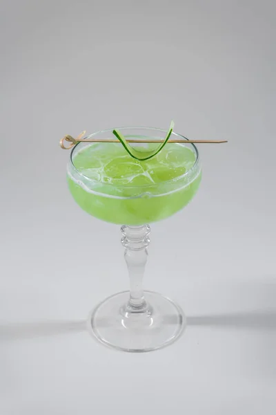 Juicy Drink Cucumber Lime Kiwi Tarragon White Background — Stock Fotó