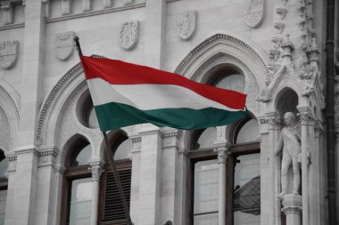 Budapeşte 'deki parlamento binasında açlık bayrağı dalgalanıyor. 