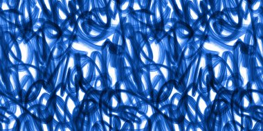 Kusursuz serbest stil el fırça darbesi modern soyut grafiti karalama deseni çivit mavisi ve beyazla çizilmiş. Tablolanabilir yaratıcı, eğlenceli ve oyuncu arka plan moda dokusu