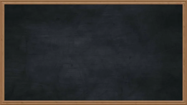 Empty chalkboard background with wooden frame. Dirty erased chalk texture on blank blackboard with copy space and wood border. Restaurant menu or back to school education concept. 3D rendering