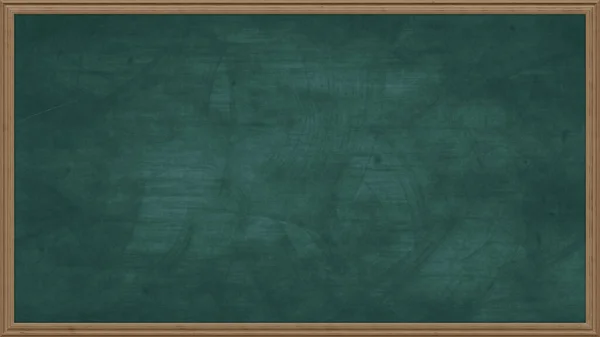 Empty green chalkboard background with wooden frame. Dirty erased chalk texture on blank blackboard with copyspace and wood border. Restaurant menu or back to school education concept. 3D rendering