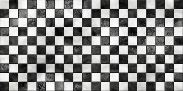 Seamless black and white checker or chess board marble tile background texture. Kitchen or bathroom natural stone wall, floor or countertop. A high resolution tileable luxury pattern 3D Rendering