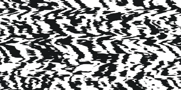 Seamless tiger stripe fur or zebra skin pattern. Tileable black and white safari wildlife animal print background texture. Monochrome warbled abstract wavy wonky abstract glitch lines motif