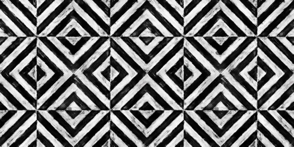 Seamless Painted Art Deco Diamond Stripe Black White Artistic Acrylic — Stock Photo, Image