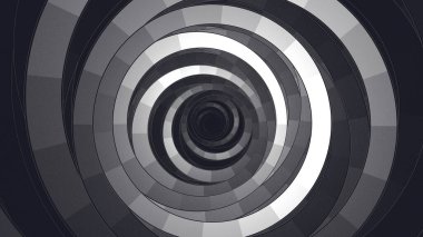 Gri tonlu Gezgin Soyut Dairesel Tünel Fraktal Arkaplan.
