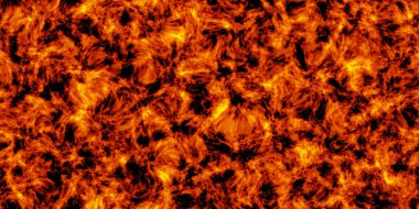Kusursuz parlayan kırmızı ve turuncu güneş yüzeyi arka plan dokusu. Tablolu alevli yıldız ya da güneş patlaması yakın plan deseni. Jeoloji, astronomi veya kozmos kavramı 3 boyutlu yorumlama