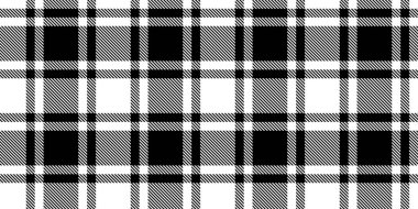 Kusursuz, basit ekose kumaş kontrol deseni. Tablo siyah-beyaz tartan kumaş arka planı. Moda pikniği ya da oduncu erkek giyim motifi, fanila gömlek, atkı, battaniye ya da havlu için ideal
