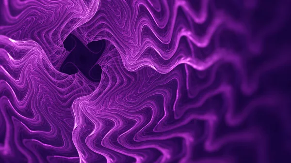 黑色抽象分形纹背景下的天鹅绒紫烟涡旋 — 图库照片