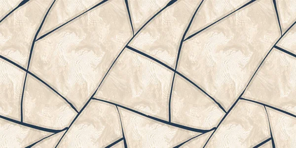 老式大理石抽象80年代几何圆筒和线条网状纹理金糖拼凑 海军蓝色和米色男婴图案或航海风格 一种易碎的时尚纺织品背景质感 — 图库照片