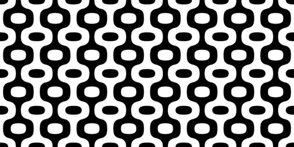 Seamless mid century modern rounded ogee geometric background pattern. Tileable black and white vintage wallpaper bead curtain motif texture. Monochrome greyscale retro wave backdrop