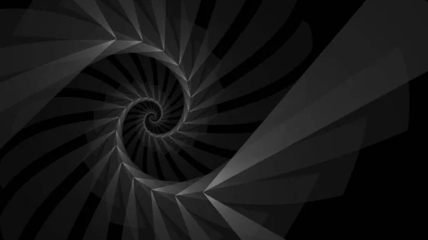 Black abstract geometric nautilus spiral wallpaper background. Elegant minimal subtle dark grey psychedelic sacred geometry polygon wave backdrop. Technology or luxury concept 3D fractal rendering