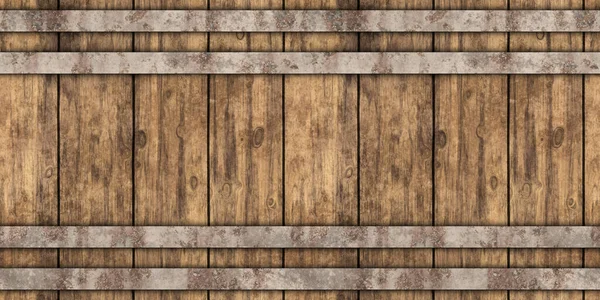 Bezešvé Dřevěné Pivo Nebo Sud Whisky Kovovými Popruhy Pozadí Textury — Stock fotografie