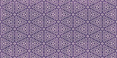 Pürüzsüz eski moda deco batik deseni, iç dekorasyon ve moda için çağdaş bir etnik kabile tekstili olan yıpranmış bohem desenli kumaş üzerinde kusursuz bir menekşe..