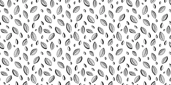 Pen and ink doodle leaves seamless pattern. Hand drawn botanical illustration with leaf motif. Trendy doodle dash contemporary urban scribble. Textile design for fabric, wrapping paper or wallpaper.