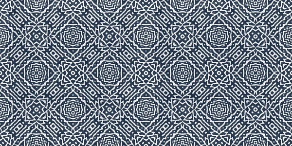 Inconsútil Tribal Étnico Índigo Azul Batik Patrón Diseño Superficie Lino — Foto de Stock