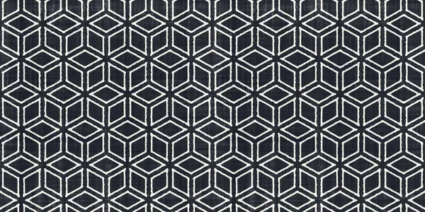 Seamless modern geometric isometric cubes batik surface pattern design in black and white monochrome, a trendy surreal psychedelic optical illusion textile for interior decoration or fashion.
