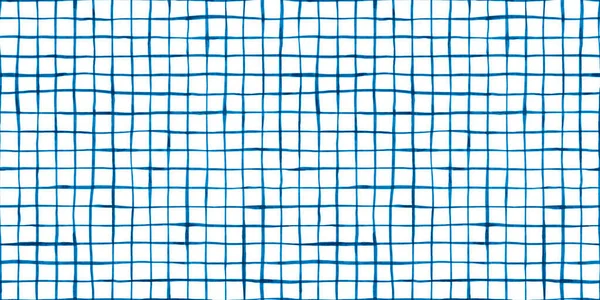 Seamless Clean and simple hand drawn watercolor windowpane grid squares pattern in indigo blue and white. High resolution textile background texture