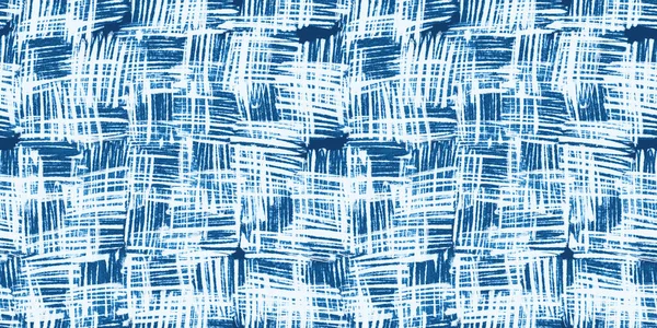 Naadloos Gekristalliseerde Crosshatch Patchwork Pleinen Patroon Indigo Blauw Wit Hoge — Stockfoto