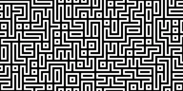 Seamless Black White Abstract Maze Line Pattern Geometric Tileable Monochrome — Stock Photo, Image