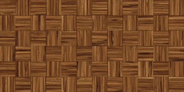 Seamless classic parquet wood floor background texture. Tileable stained dark brown redwood, oak or pine hardwood woven checker repeat pattern. Wooden laminate or linoleum tiles. 3D rendering
