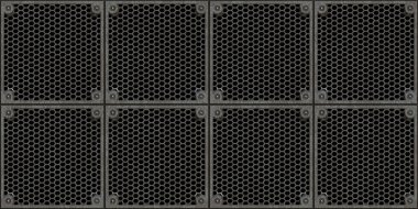Kusursuz çelik taban arka plan dokusu. Tablo endüstriyel paslanmış metal ızgara ya da ızgara bölme paneli deseni. 8K yüksek çözünürlüklü gri metalik demir 3D görüntüleme
