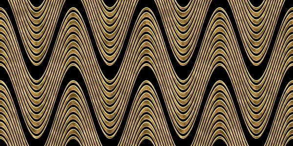 Бесшовный Золотой Ретро Волновой Рисунок Винтажные Абстрактные Позолоченные Волнистые Полосы — стоковое фото