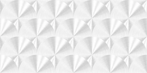 シームレス最小限の白のブラシ付き金属エッチングサークル背景テクスチャ エレガントな抽象幾何学的な光沢のある金属の壁紙パターン テーブルの光沢のある微妙なライトグレーの高級背景 3Dレンダリング — ストック写真