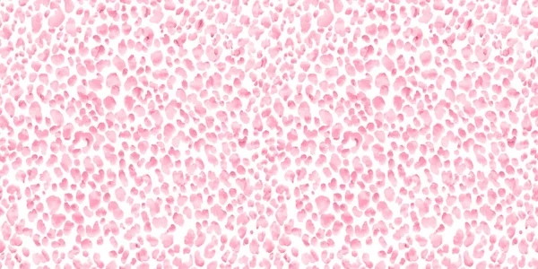 Seamless playful hand painted watercolor light pastel pink leopard print fabric pattern. Abstract cute spotted animal fur background texture. Girl\'s birthday, baby shower or nursery wallpaper design