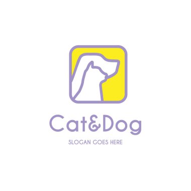Köpek Kedisi Silueti Düz Minimalist Logo Simgesi