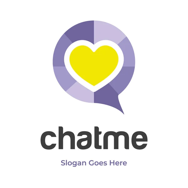 Liebe Chat Flat Logo Icon — Stockvektor
