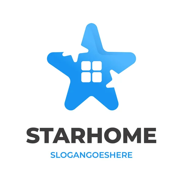 Blauer Stern Startseite Modern Logo Icon — Stockvektor