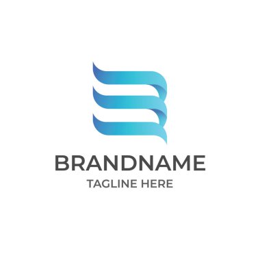 Mavi Dalga Alfabesi E Modern Logo Simgesi