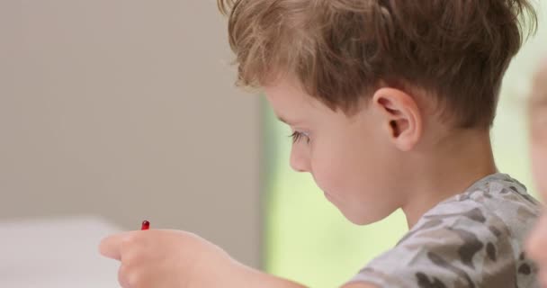 Nahaufnahme der Hände eines Teenie-Mädchens, das auf der Tastatur tippt und mit dem Computer arbeitet. — Stockvideo