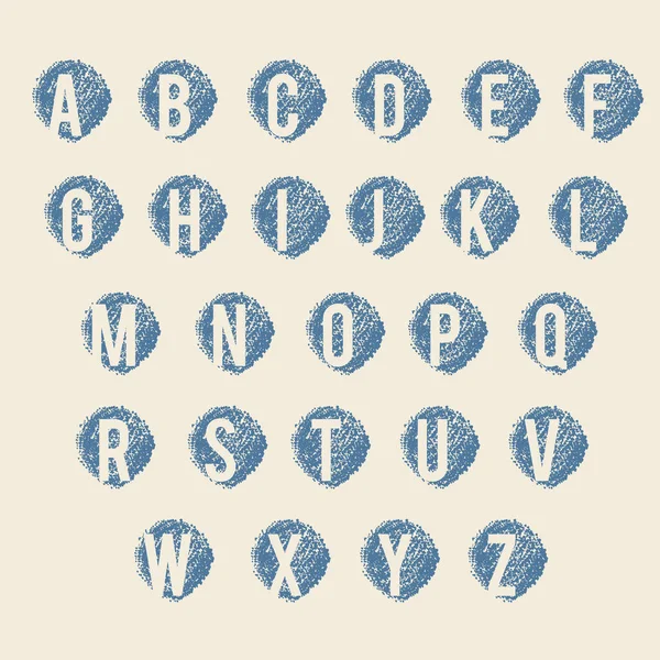 Grå Blå Alfabetet Tecken Satt Beige Handmålade Bakgrunder — Stock vektor