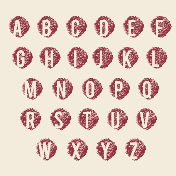 Red Wine Color Alphabet Sign Set Beige Color Hand Painted — Stock Vector